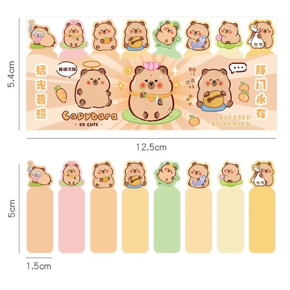 Cute Cartoon Capybara Index Sticky School Supplies Book Annotations Capybara Note Tabs Self Adhesive Calendar Marking Labels