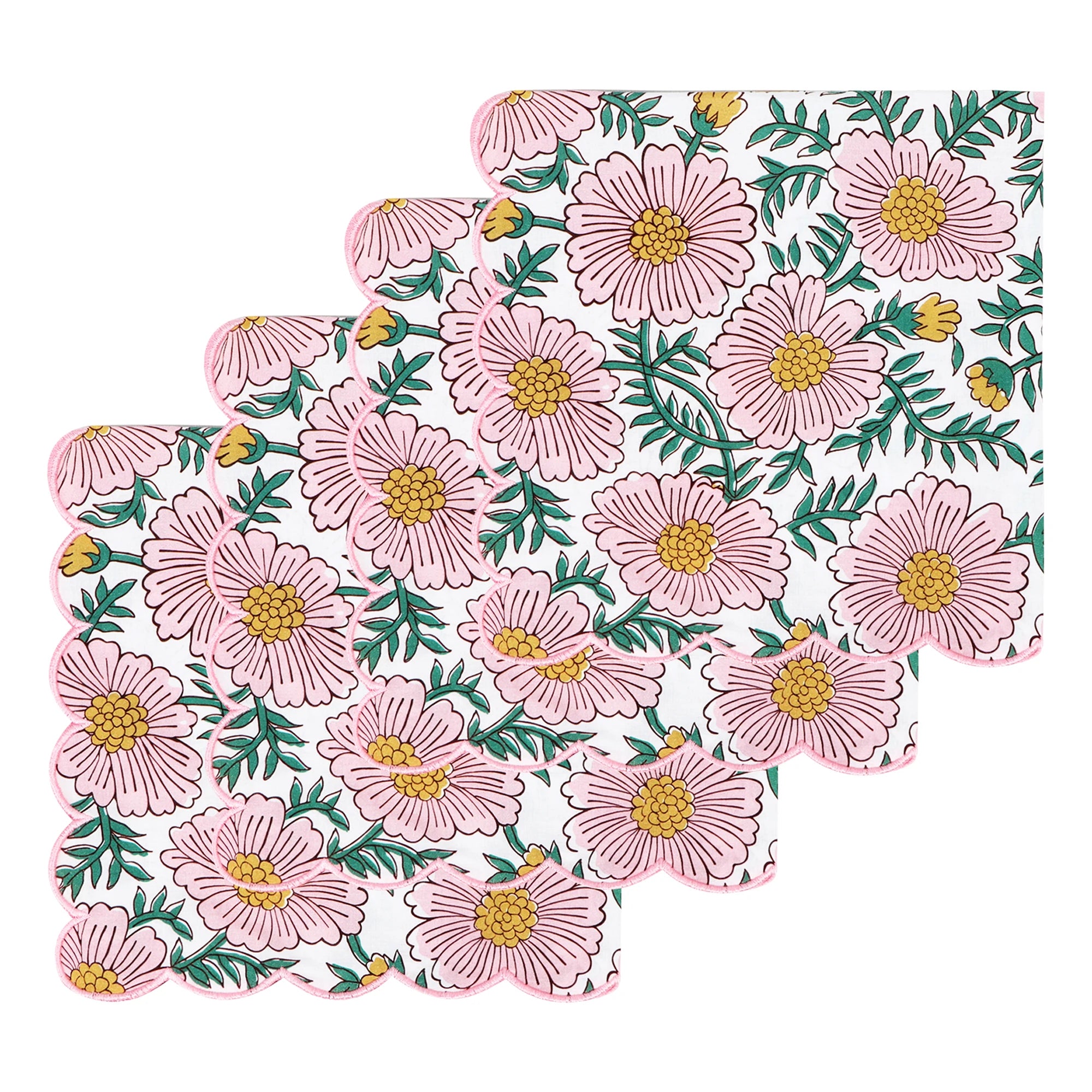 Lotus Shaped Embroidered Edge Napkins 4pcs/set Thickened Pure Cotton Breathable Placemats for Weddings Christmas Daily Party