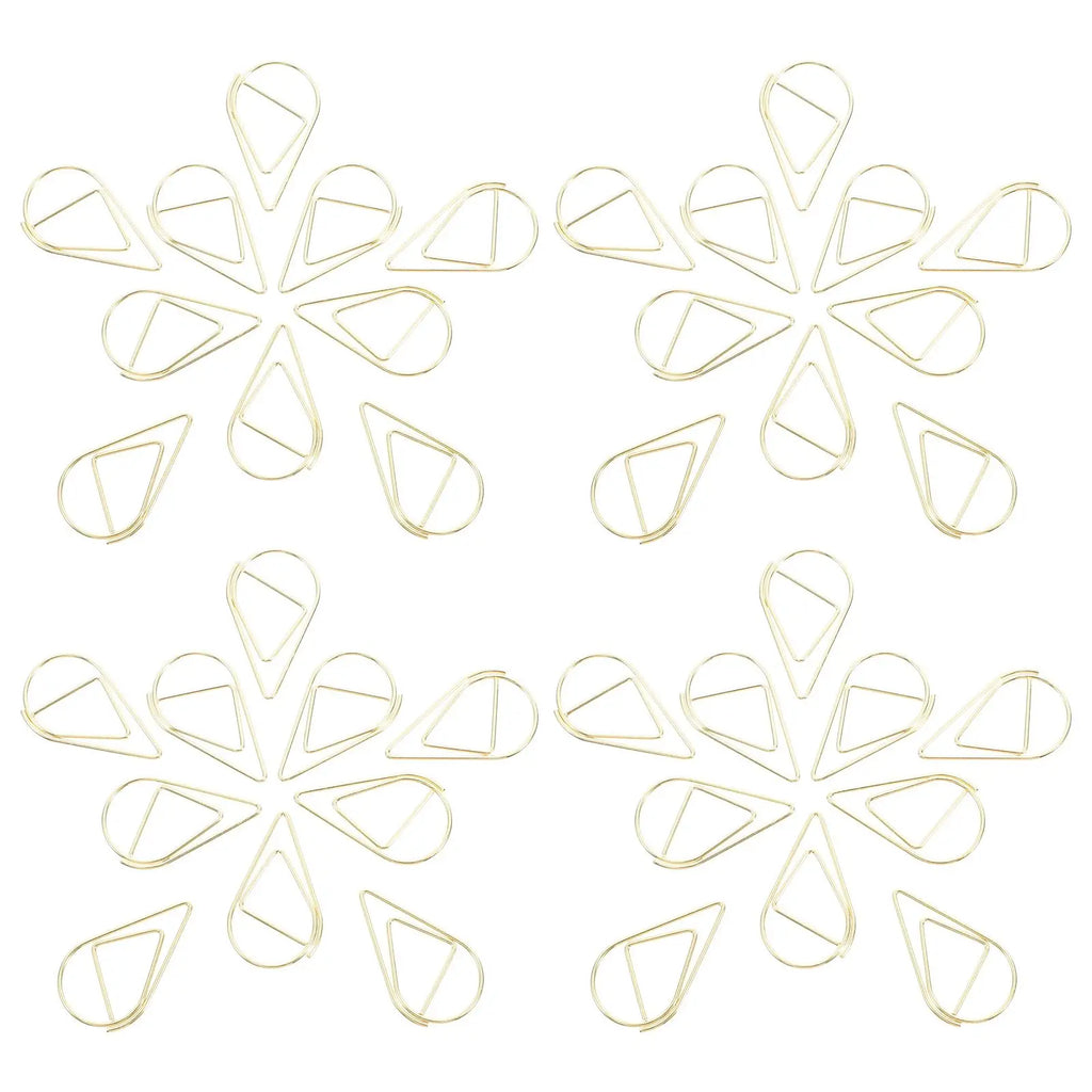 100pcs Waterdrop Paperclips Gold Metal Office Supplies Document File ganizer Teardrop Clips Paper Clamps For Files Binding