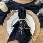 10Pcs 32x32cm Handmade Cloth Napkins with Fringe, Delicate Rustic Decorative Table Napkins for Wedding/Dinner/Party