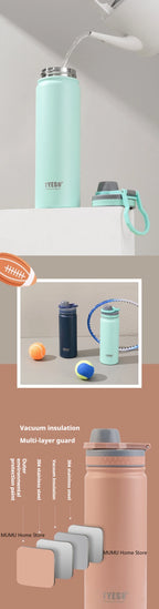 TYESO 600/750ML Thermos Bottle Stainless Steel Vacuum Flask Travel Cup Insulated Water Bottle Sport Thermal Mug Hot & Cold Mug