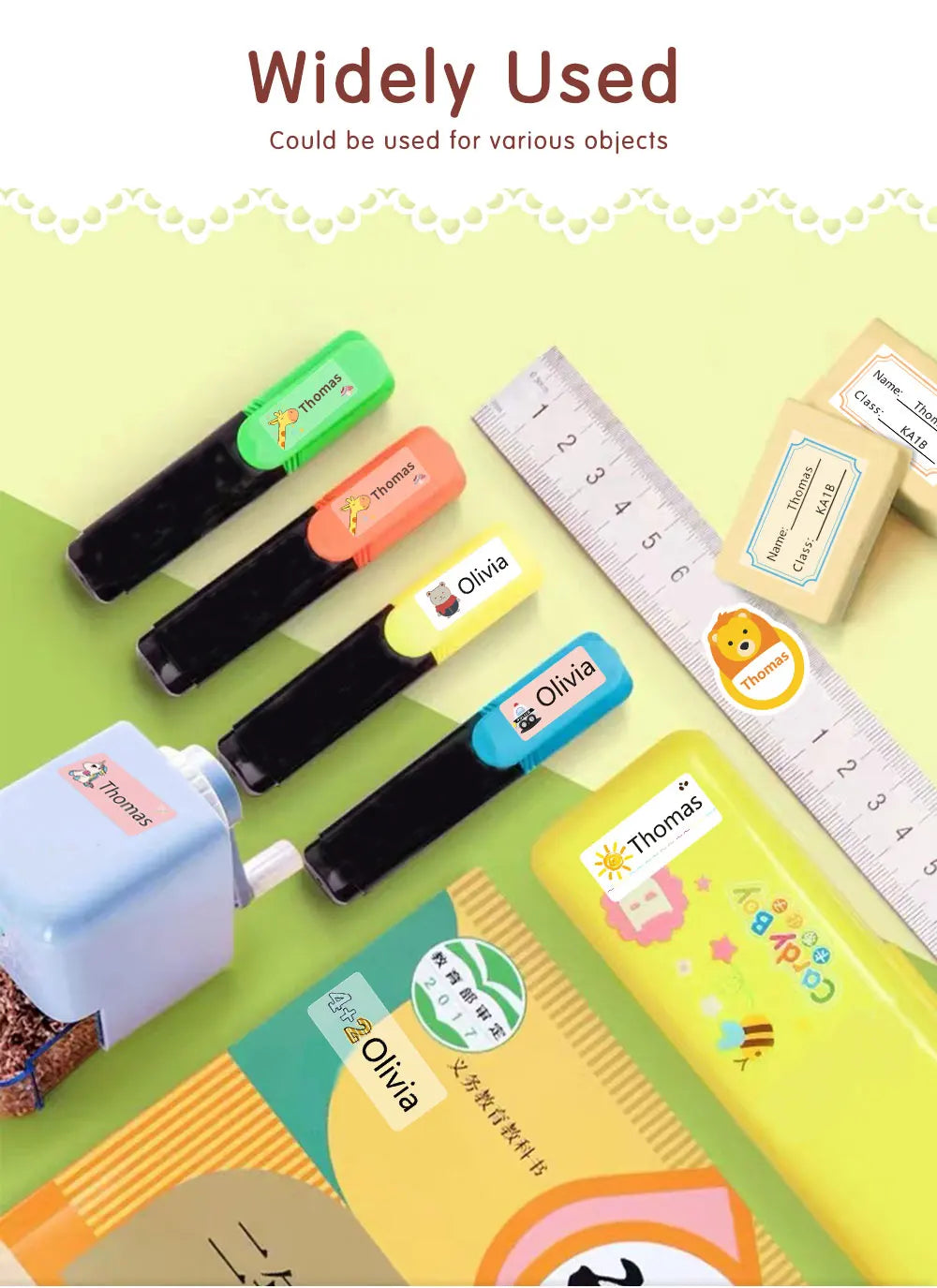 Custom Transparent Self-adhesive Baby Name Sticker Customised Kindergarten Tag in Hebrew Personalized Waterproof Stickers Label