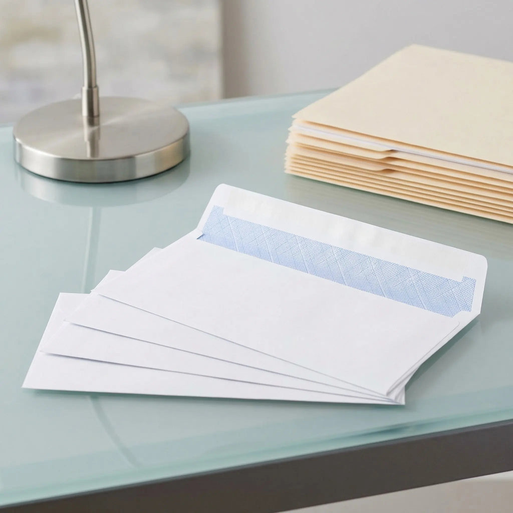 100Pcs Security Letter Size Envelopes Self Seal White Business Mailing Envelopes Confidential Office Documents Payroll