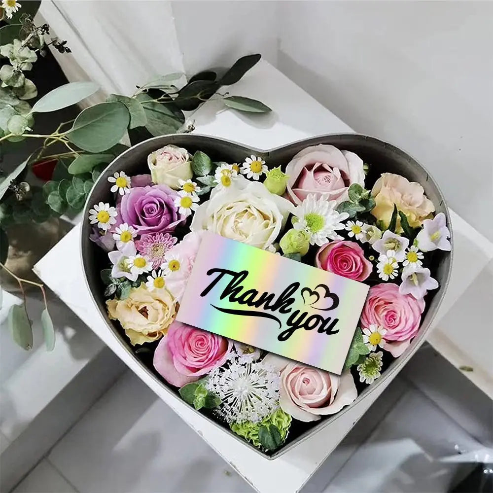 50 Pcs Thank You For Supporting My Small Business Reflective Laser Appreciate Cards Greeting Postcard For Online Retail Shopping