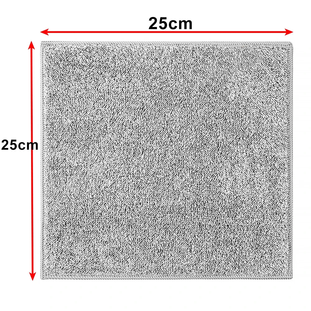 1/100PCS Gray Bamboo Charcoal Thickened Super Absorbent Dishcloth Anti-grease Kitchen Wiping Rags Microfiber Cleaning Cloths