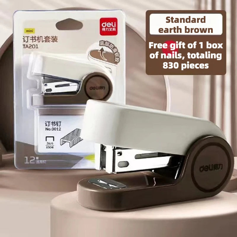 Deli Mini stapler for students, labor-saving stapler, office supplies, portable girl, cute style, stapler, stapler, no. 12 nails