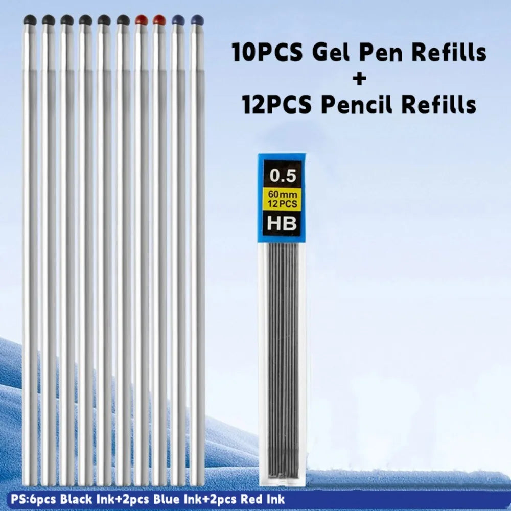 Fashion Metal Gravity Sensor Pen 4 in 1 Press Type 3Colors Ballpoint Pen Mechanical Pencil School Office
