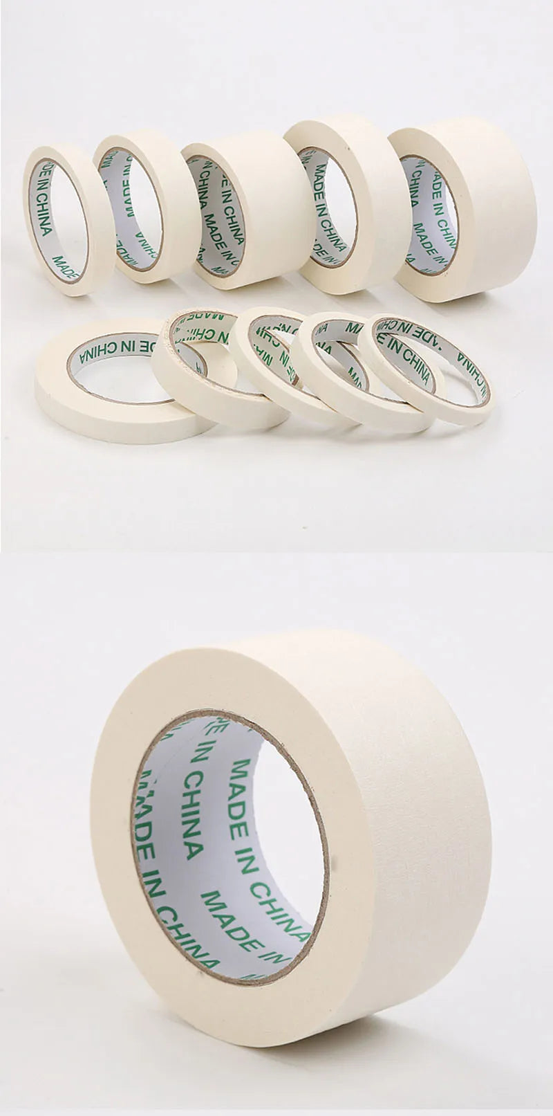 Masking Tape White Color  Sealing Self Adhesive Tape Car Painting Shelter Decoration Paper Tape Waterproof 20m / roll