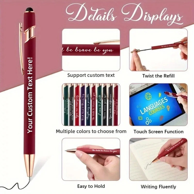 15Sets Customizable Engraved Metal Ballpoint Pens with Durable Case + 15pcs Custom Pen Bags - Bulk Writing Utensils for Business