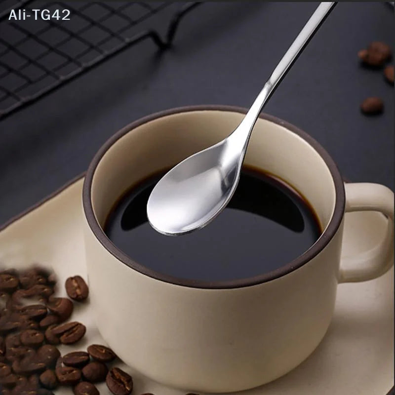 pogyrt Stainless Steel Long Handle Stir Spoon For Cocktails, Ice Coffee, And Tea - Mixing Spoon With Easy Grip Handle