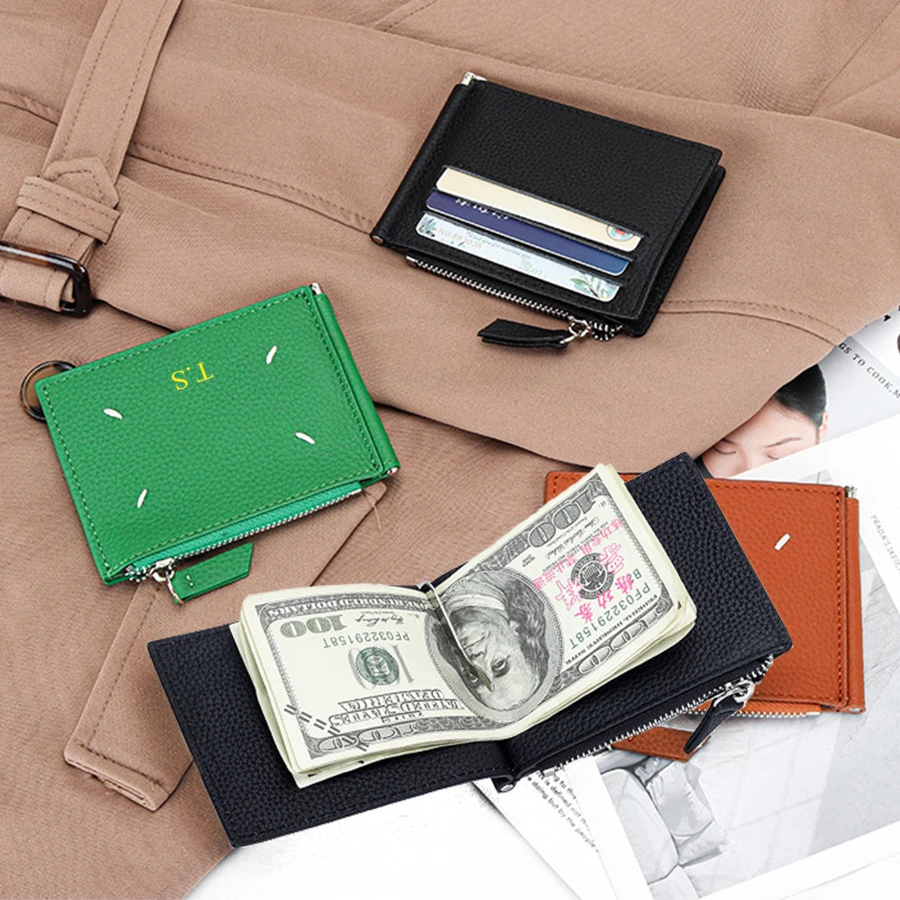 Genuine Leather Card Holder Woman Custom Name Designer Wallet Slim Luxury Card Wallet Man Engrave Initials Business Coin Purse