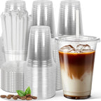 10-50 Sets 12/16 oz Plastic Cups with Lids and Straws, Disposable Cups for Iced Coffee, Smoothie, Milkshake, Cold Drinks - Clear