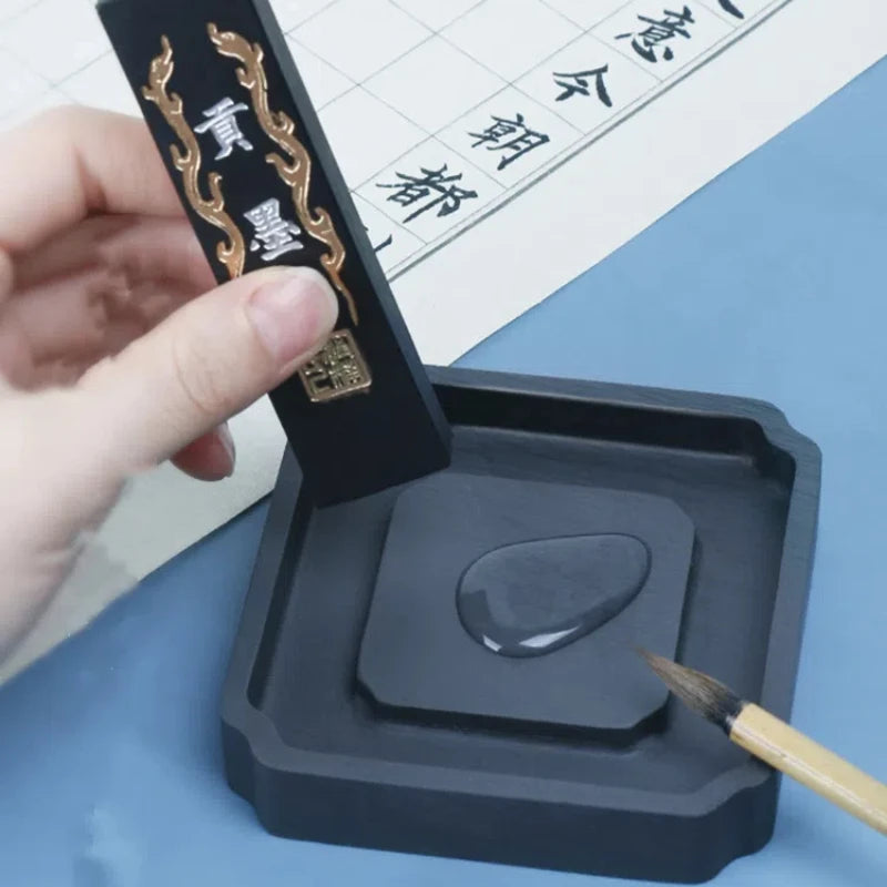 Calligraphy Ink Stone Natural Raw Stone Inkstone Brush Writing Painting Inkstone Vintage Students Multifunctional Ink Cartridge