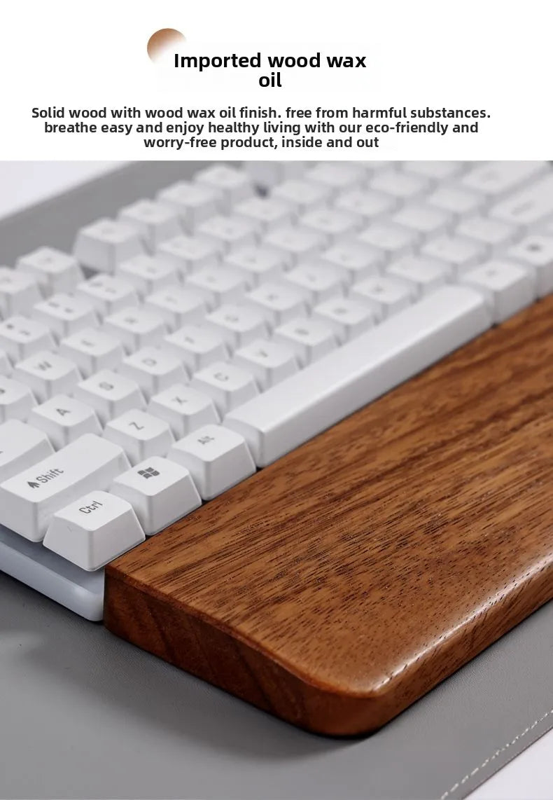 Solid Wood Keyboard Wrist Rest for 87 Key Mechanical Keyboard, Ergonomic Wooden Palm Rest with Non Slip Base