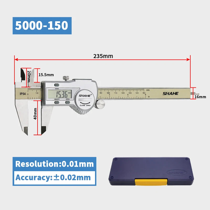 SHAHE IP54 Digital Caliper Electronic Caliper Ruler Digital Vernier Caliper Digital Caliper Stainless Steel Calipers