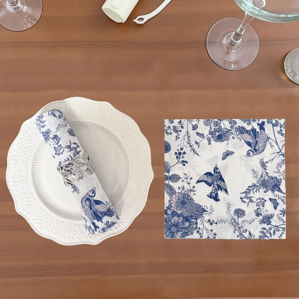 Disposable Blue Flower Porcelain Printed Napkins Birthday Wedding Tea Party Restaurant Party Decoration Tissue