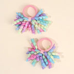 2Pcs Trendy Firework Hair Ties Rainbow Curly Ribbon Elastic Rubber Bands For Girls Kids Cute Hair Ropes Daily Hair Accessories