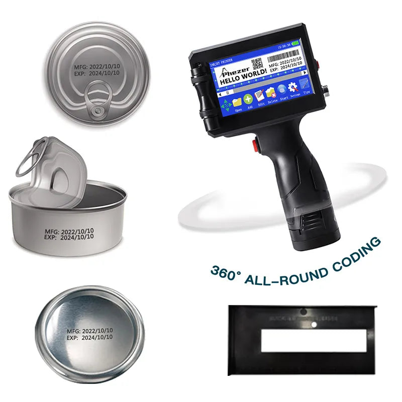 For Hp Phezer 12.7mm Label Printer Batch Code Date Number QR Bar Logo Expiry P15  Handheld Inkjet Printer 28 Languages Portable