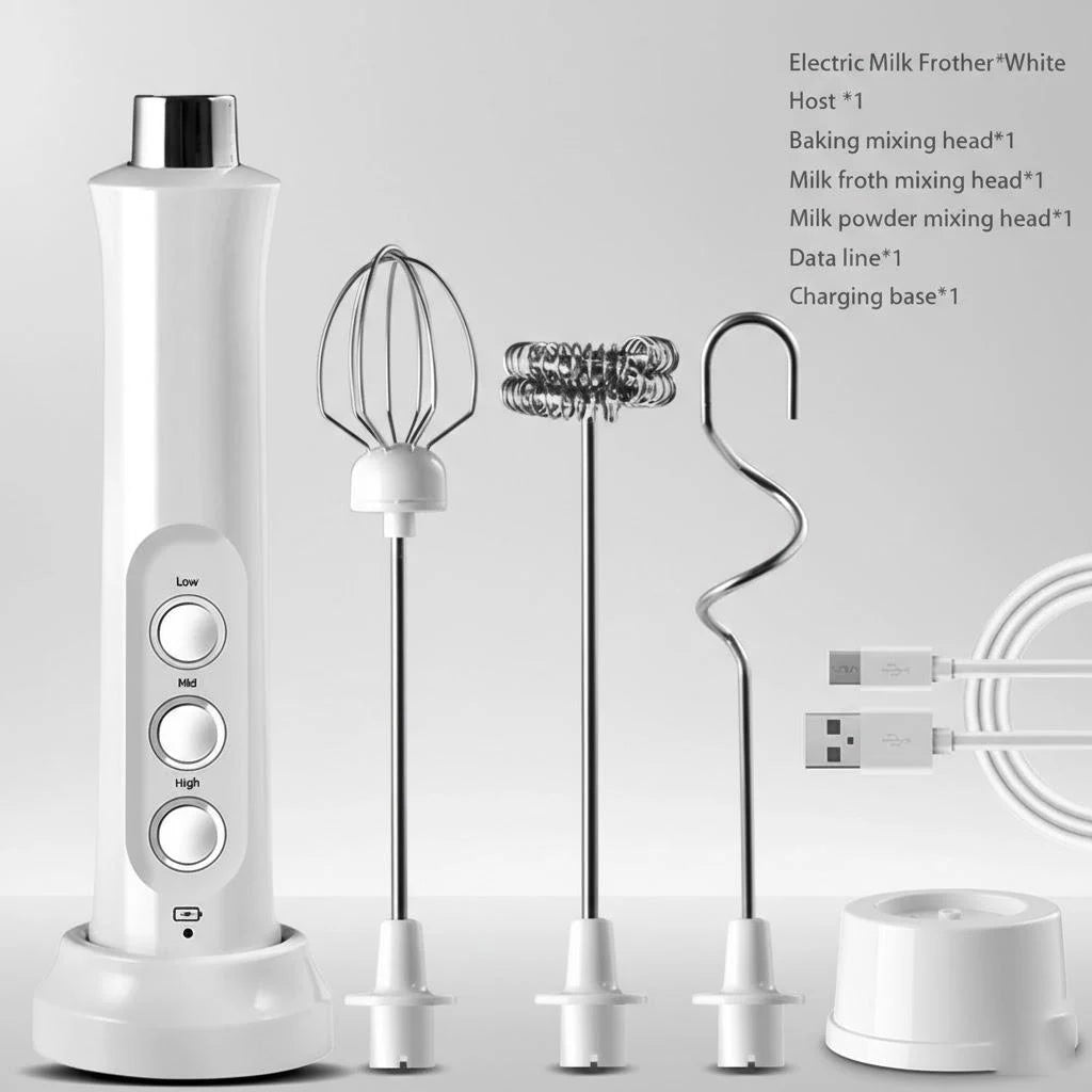Handheld Electric Milk Frother USB Wireless Egg Beater Kitchen Mixer Coffee Whisk Blender Tool for Home Use