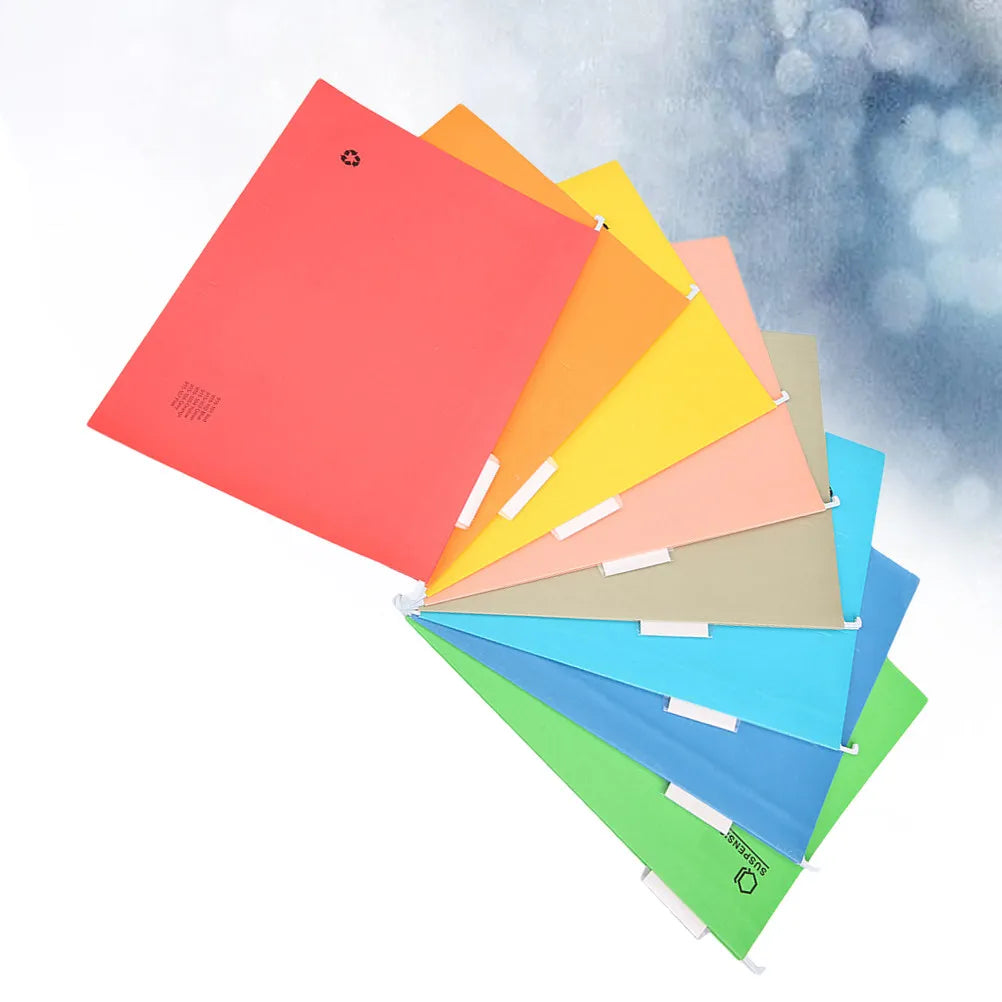 8Pcs Bright Color Hanging File Folders A4 Compatible for Document Sorting Home Office Use Premium Paper Material with