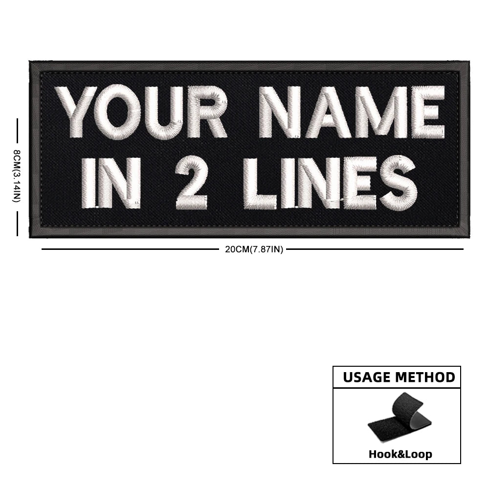 Rectangular Personalized Name Patch Stripes Badge tags Different Sizes Iron On Or Hook Loop Embroidered Military Name Patches