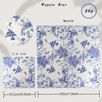 Disposable Blue Flower Porcelain Printed Napkins Birthday Wedding Tea Party Restaurant Party Decoration Tissue