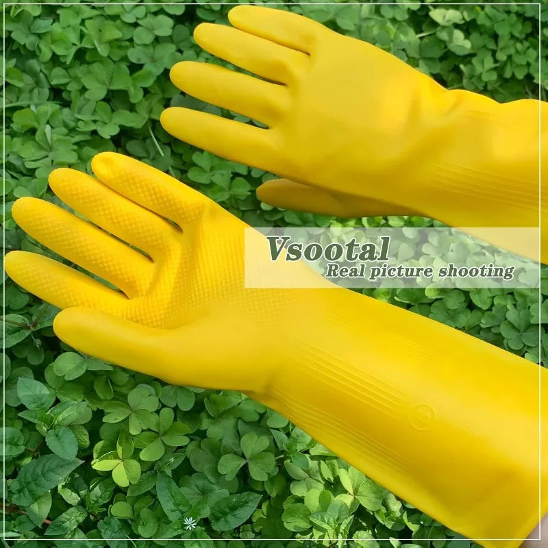 3 Pairs for Kitchen Washing Bowl Washing Clothes Vegetable Cleaning Household Latex Dish Washing Gloves Women's Household