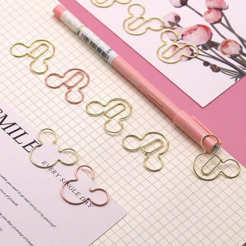 Special-shaped Paper Clip Golden Creative Cute Cartoon Paper Clips Metal Shape Gold Color Bookmark Stationery Office Paperpins