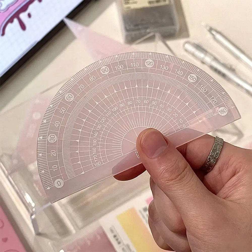 4PCS/Set 15/20CM Jelly Ruler Set Transparent Measuring Stationery Set Square Thickened Straight Ruler Student Gift