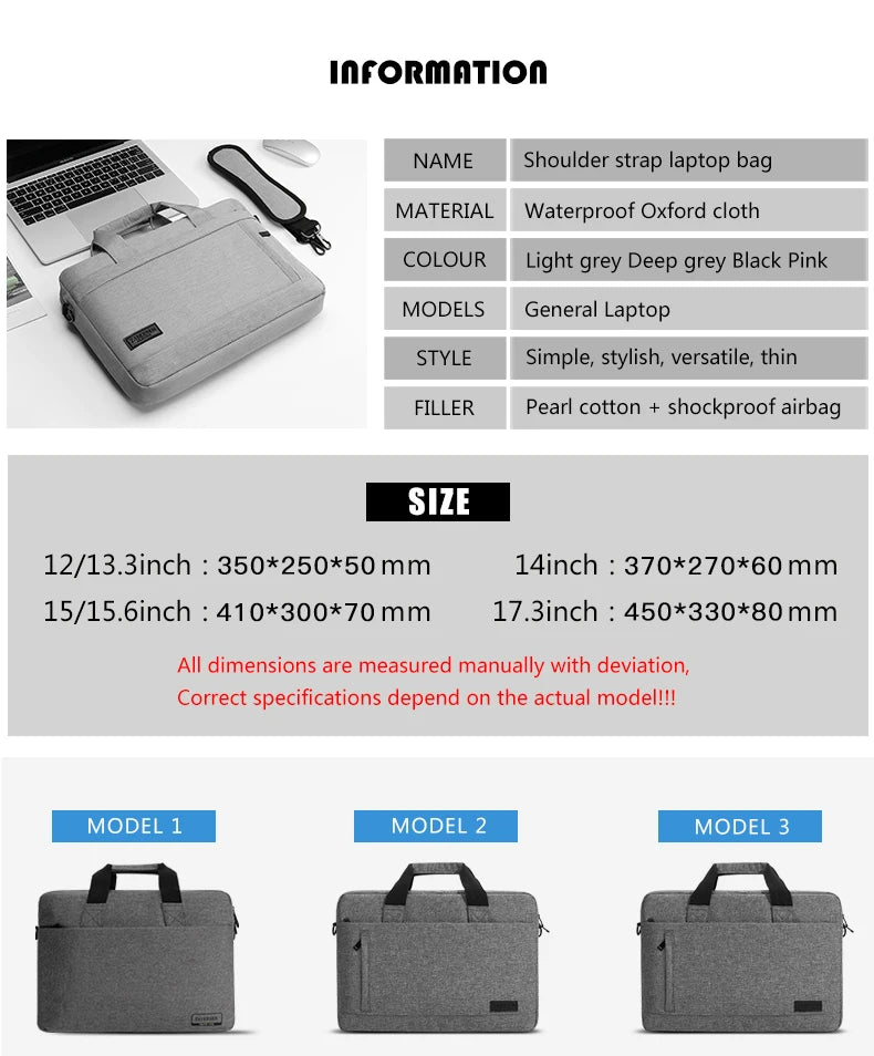 Business Laptop Bag Case Shoulder Tote Bag Notebook Bag Briefcase For 13 15 17 Inch Macbook Air Pro HP Huawei Asus Dell