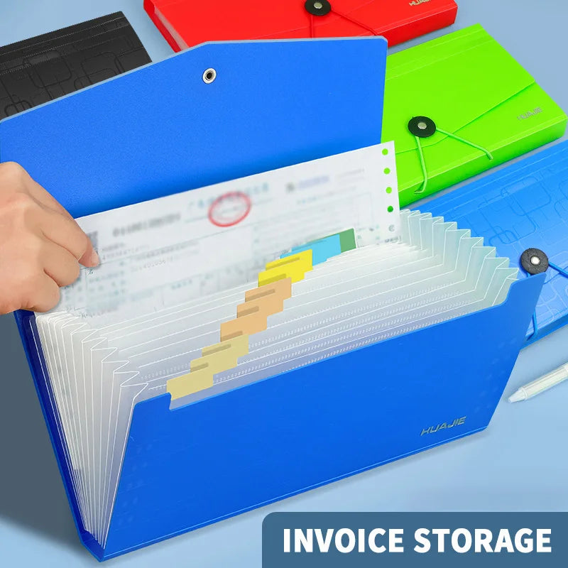 HUAJIE Receipt Invoice Organizer Folder, Multi-Layer Accordion File Bag with Labels, Small Bill Storage Binder for Office Home