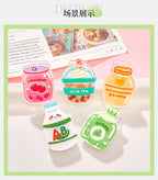 5pcs/lot Cartoon Beverage Bottle Clips Cute Acrylic Decorative Clips, Student Stationery Gifts, Test Paper Clips Ins Small Clips