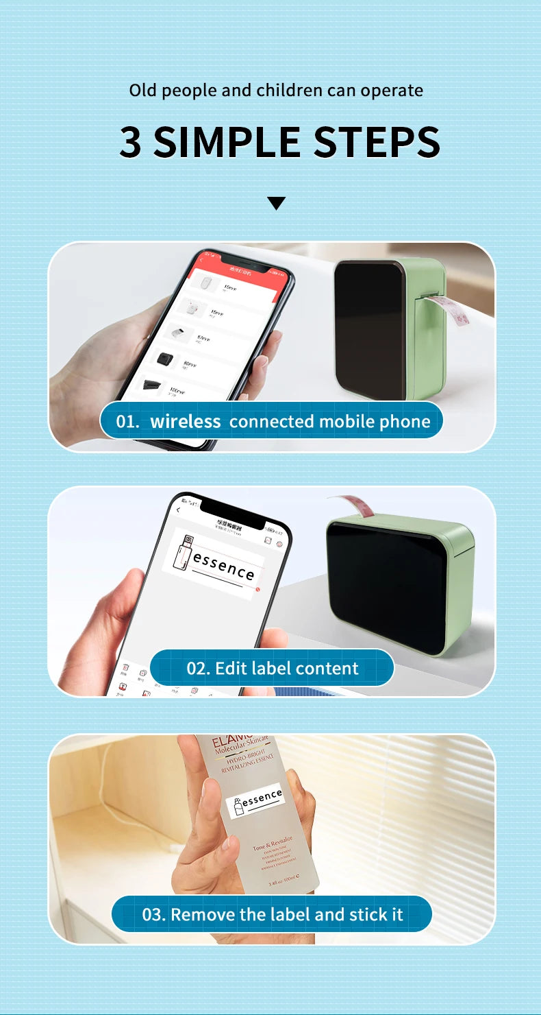 Marklife Thermal Label Printer D110 B21 P15 Mini Protable Bluetooth Adhesive Label Printer Maker For Gift/Diy Creative/Marking