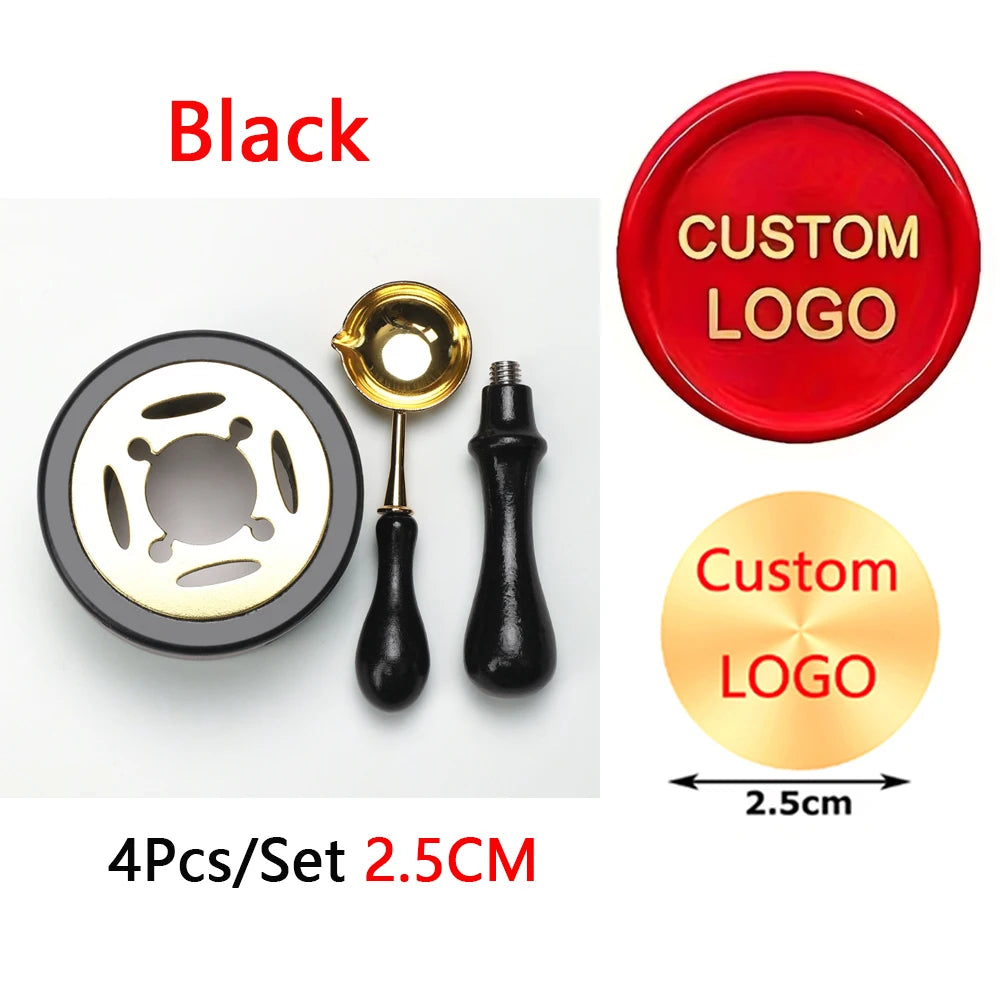 Custom Wax Seal Stamp Kit Personalized Image/LOGO Customized Wax Sealing Stamp with Melting Spoon set for Wedding Invitation Wax