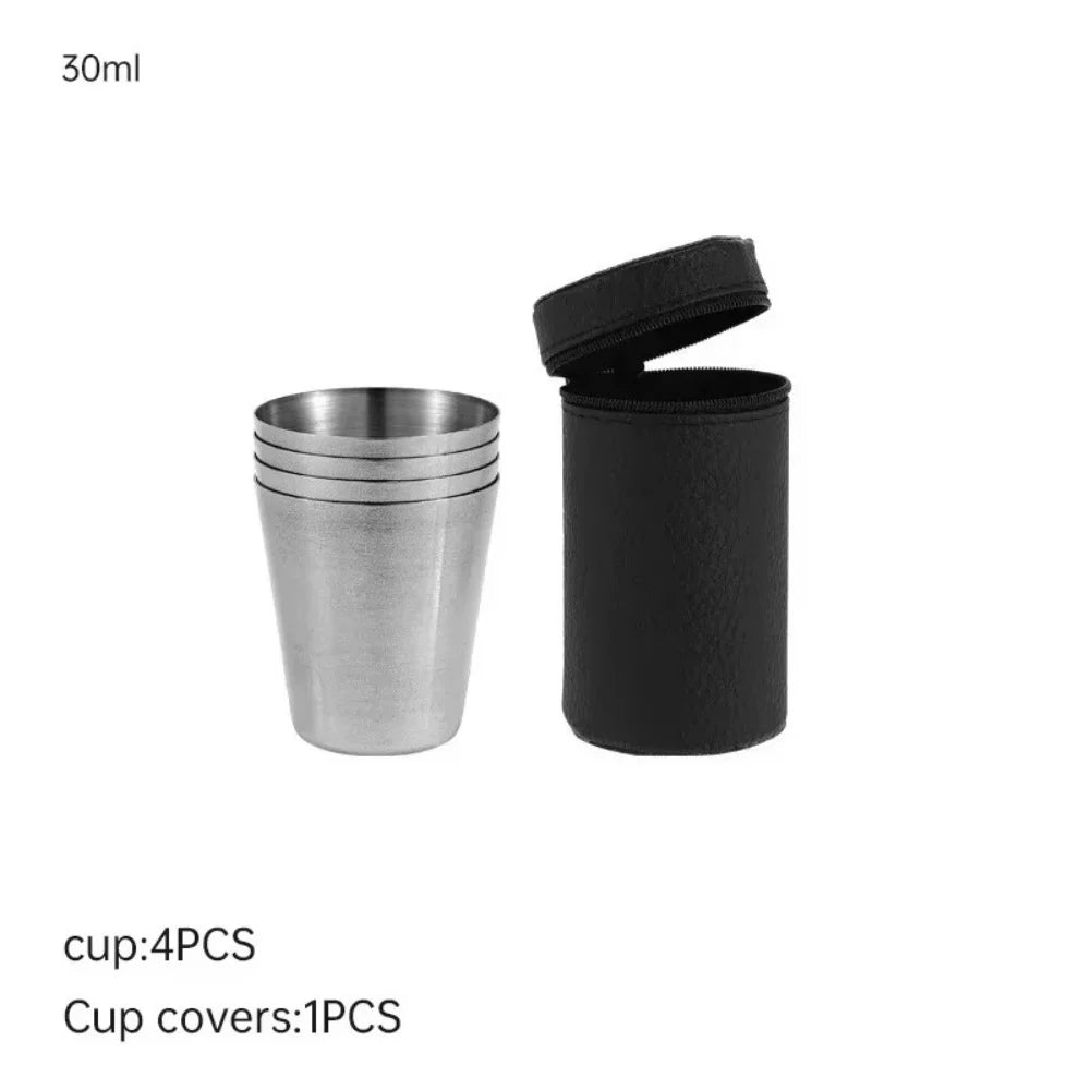 30ml/170ml Stainless Steel Cups Mini Set Outdoor Practical Travel Whiskey Glass Portable Drinkware Kitchen Dining Bar Home Party