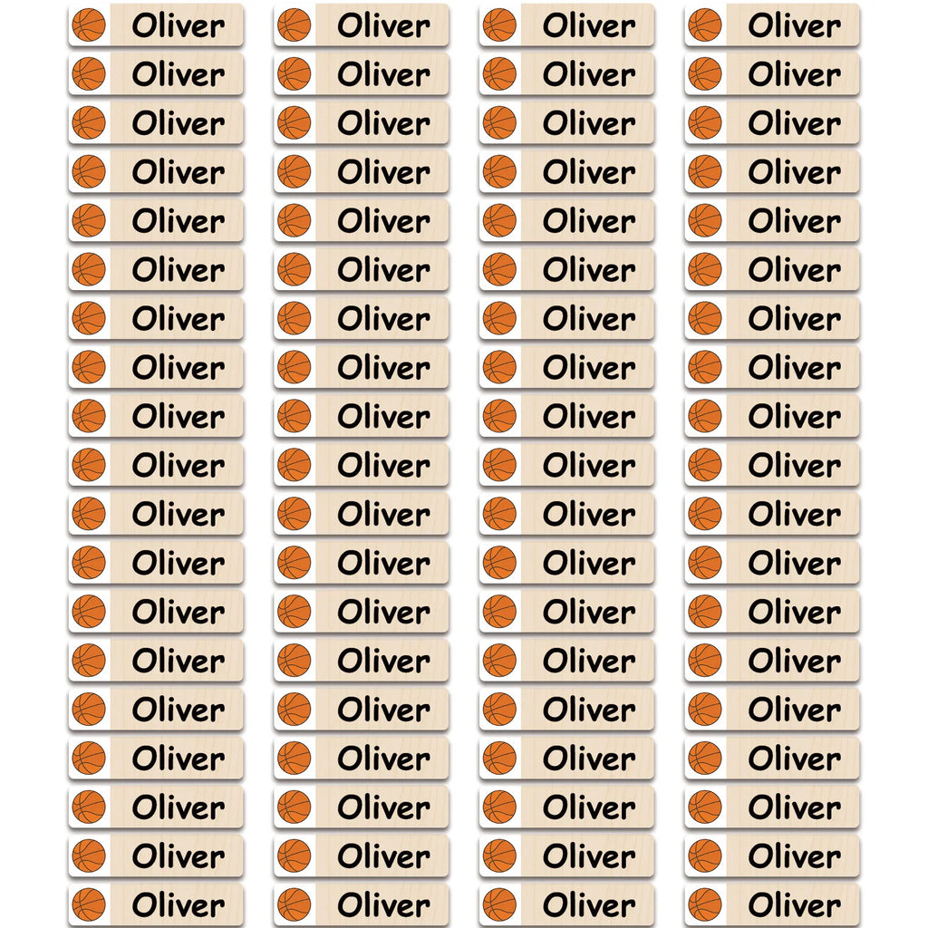 80/160/240pcs Personalized Name Stickers Custom Waterproof Labels Stick on Tag Kids Teacher Parents School Daycare - Basketball