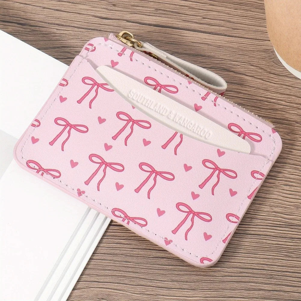 Fashion PVC Credit Card Holder Roomy Small Card Case Lightweight Slim Coin Purse for Women Girls