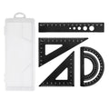 4pcs/set Aluminium Ruler Set Metal Geometry Maths Drawing Compass Stationery Rulers Mathematical for School