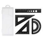 4pcs/set Aluminium Ruler Set Metal Geometry Maths Drawing Compass Stationery Rulers Mathematical for School