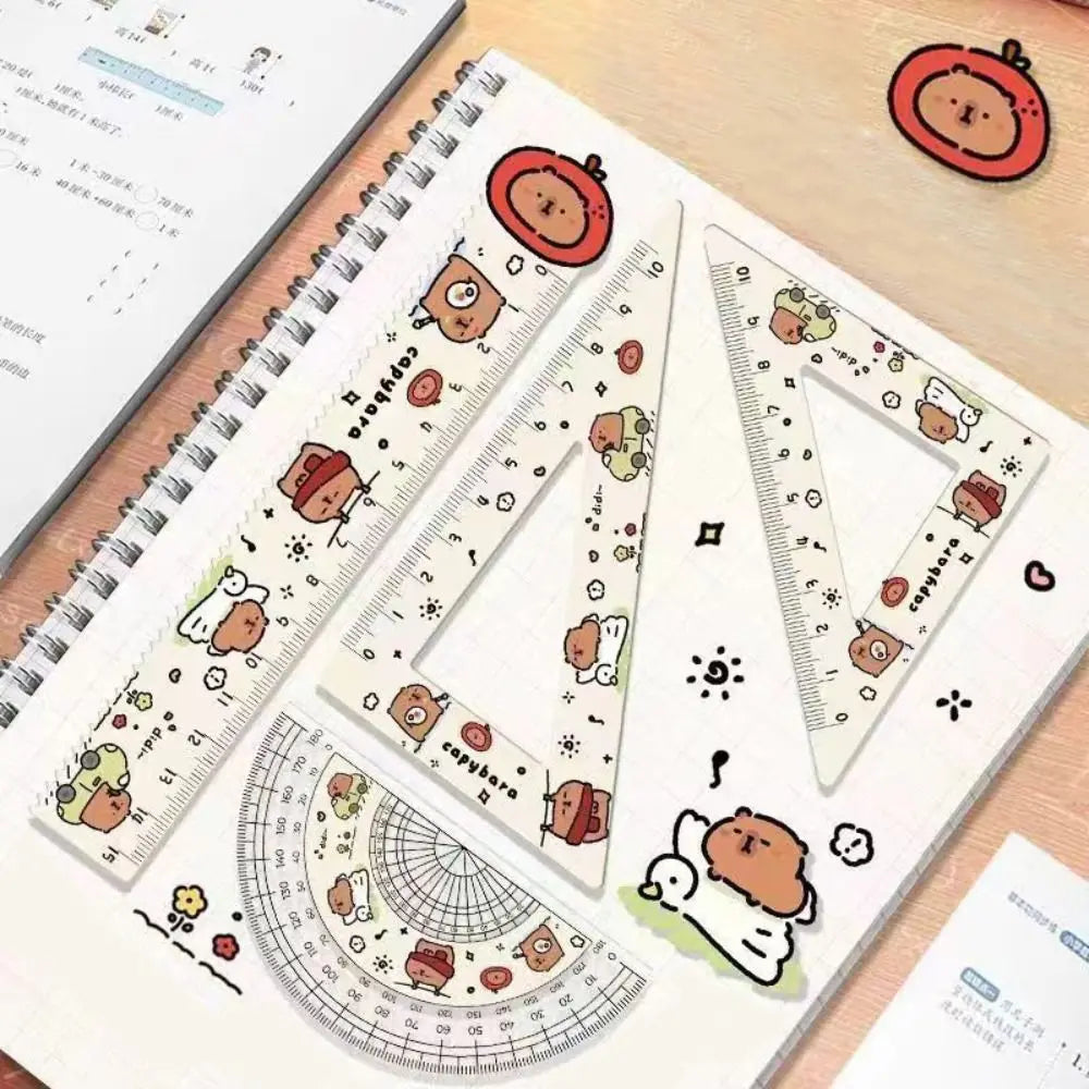 Capybara 4PCS Ruler/Protractor/Set Square Measure Tool Students Geometry Maths Drawing Stationery School Office Supplies