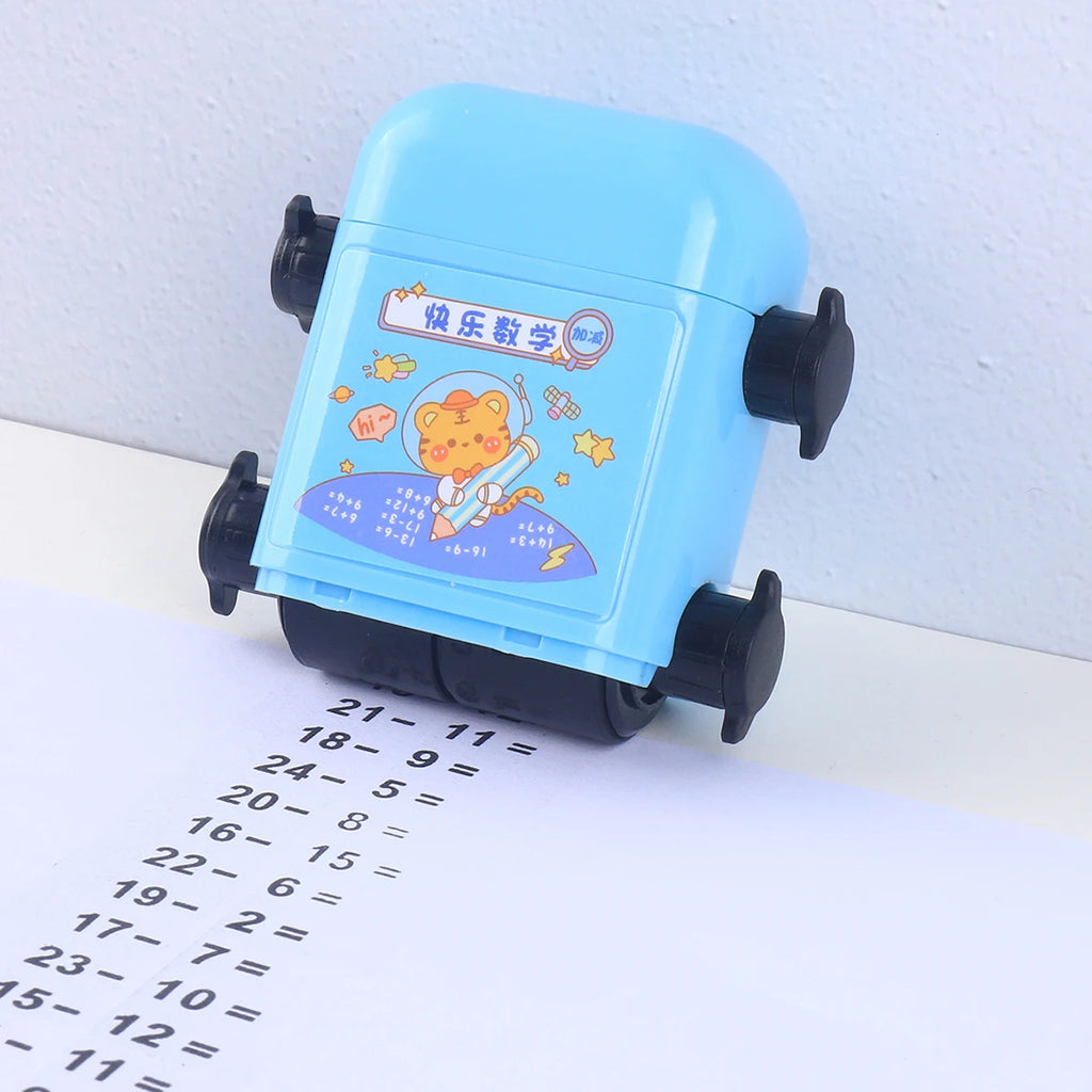 1 Two-in-one Double Roller Random Multiplication Stamp, Student Practice Math Calculation Question Builder Roller Stamp