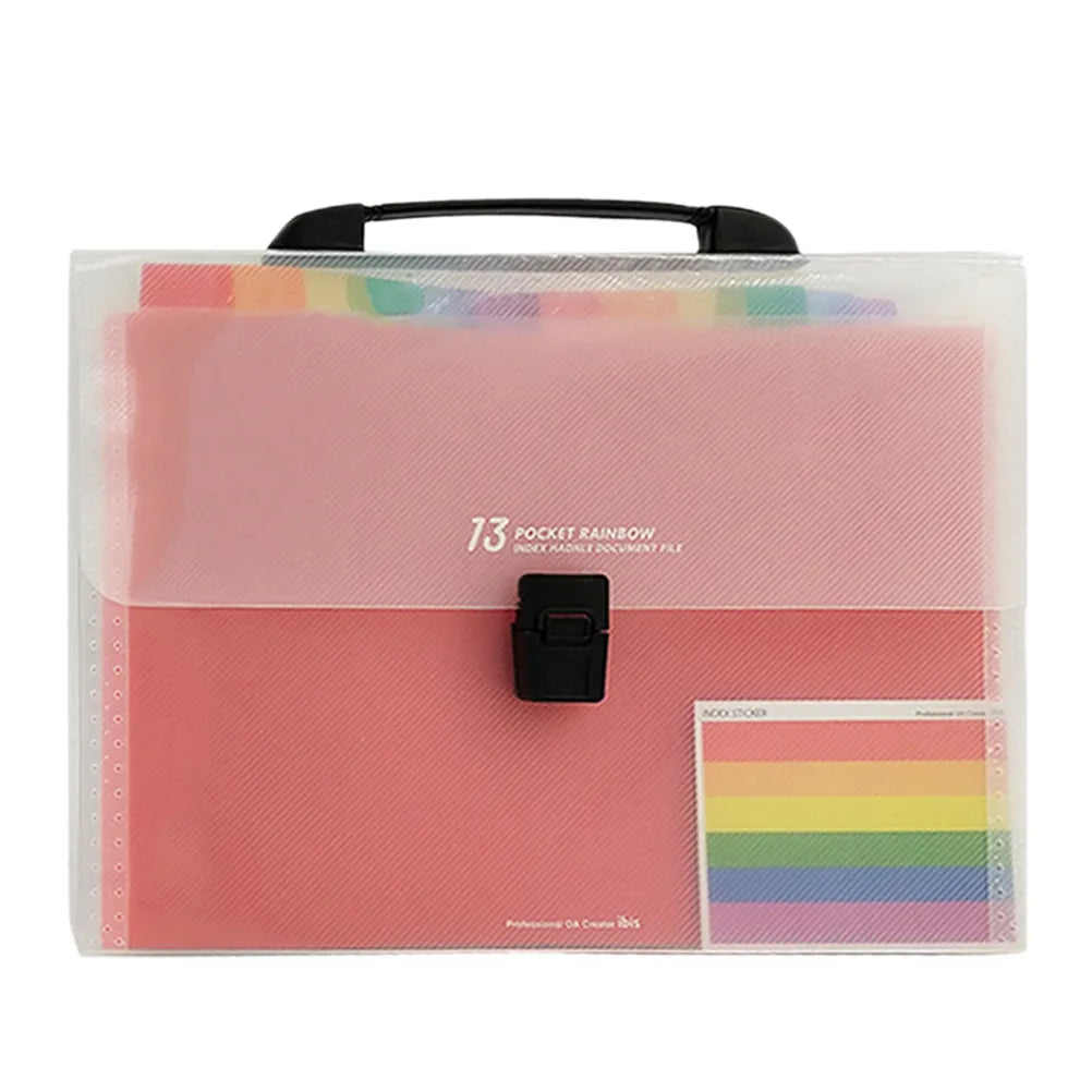 13 Pockets Expanding Folder Handle Colorful Waterproof Plastic Accordion File Document Organizer Expanding File