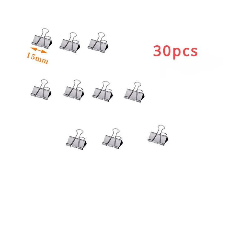 5-30Pcs Binder Clips File Metal Paper Clips Silvery Paper Clip Clamp 15/19/32/40/50mm Stationery Clip Office School Supplies