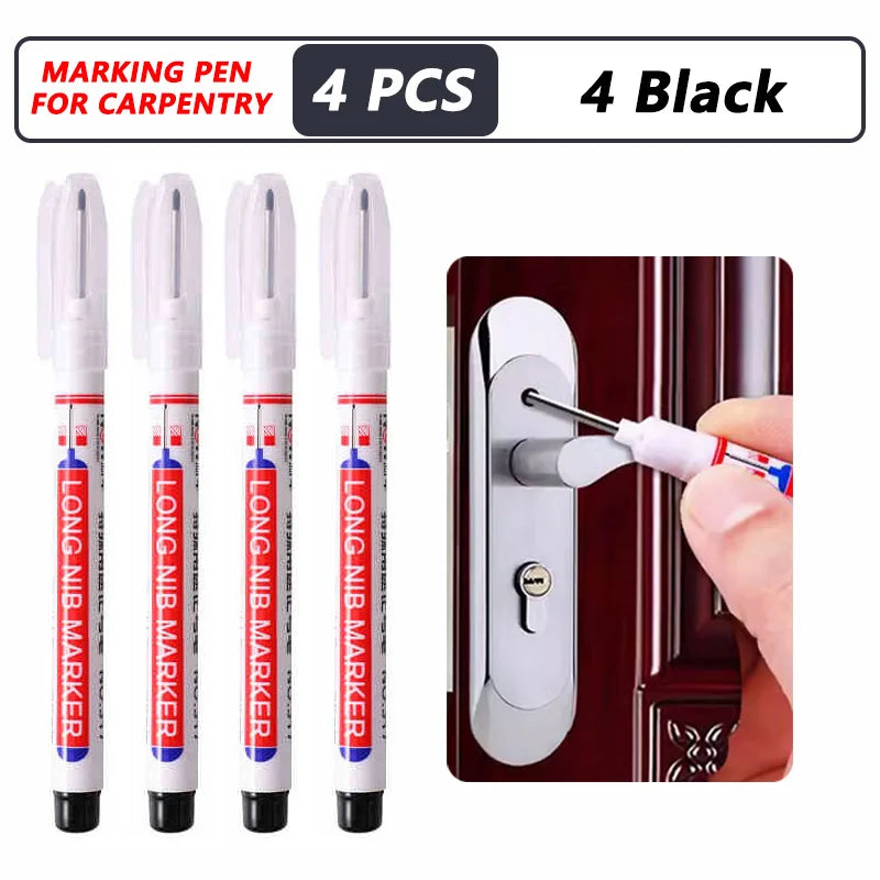 iLMH 4-40Pcs Deep Hole Long Nib Head Marker For Metal Perforating Pen Waterproof Bathroom Woodworking Decor Multi-Purpose Tool