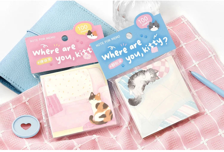 100sheets Cute Cat Memo Notes Creative Collage DIY Scrapbooking Aesthetic Material Paper School Office Supplies