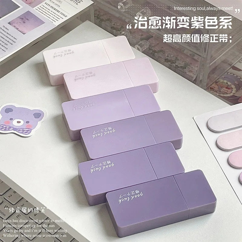 6 Pcs Gradient Purple Correction Tape Kawaii Large Capacity Correction Tape Student Prize Stationery School Supplies