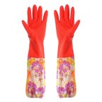 Fleece Lined Latex Dishwashing Gloves Thermal Extra Long Latex Cleaning Gloves Warm Winter Dishwashing Laundry Aid