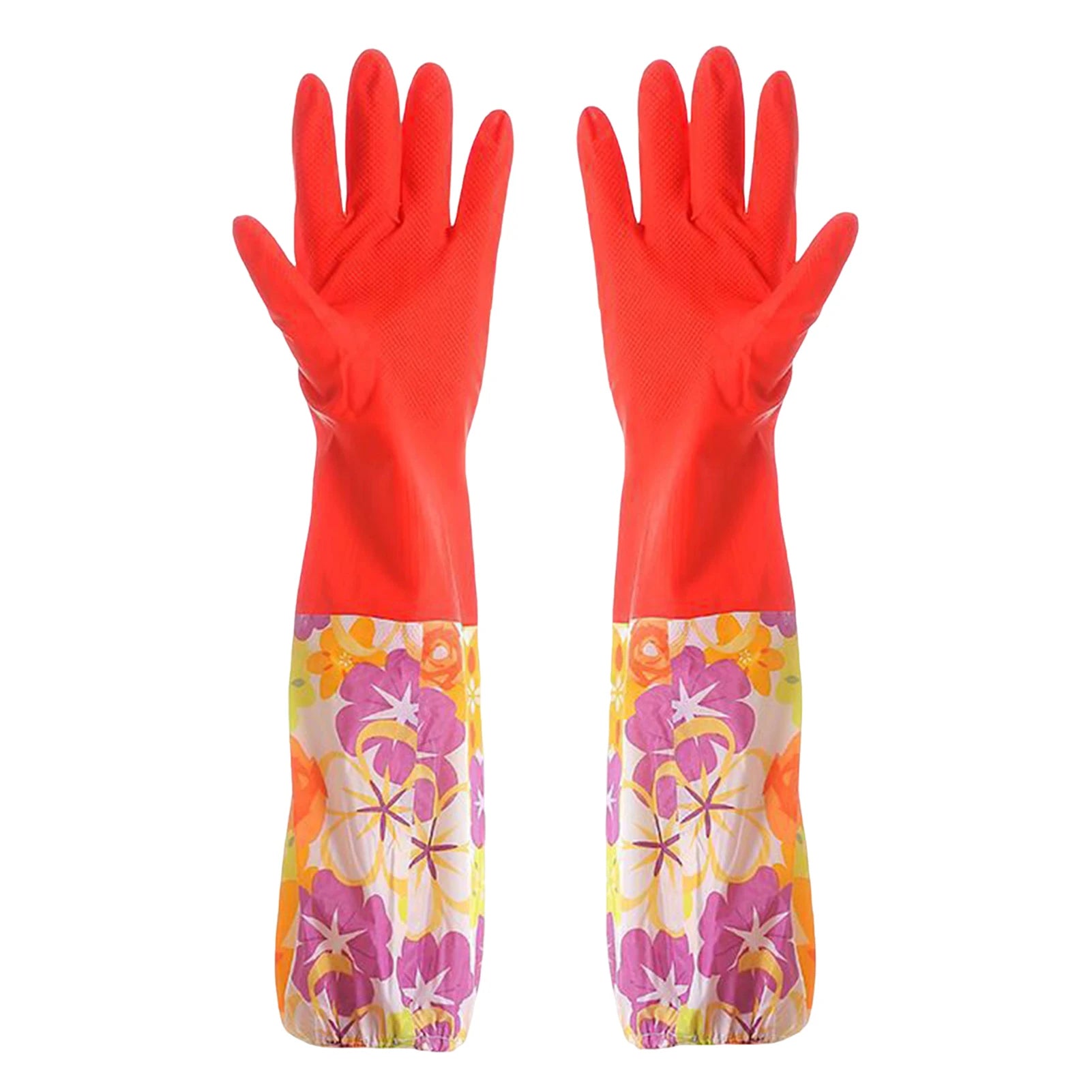 Fleece Lined Latex Dishwashing Gloves Thermal Extra Long Latex Cleaning Gloves Warm Winter Dishwashing Laundry Aid