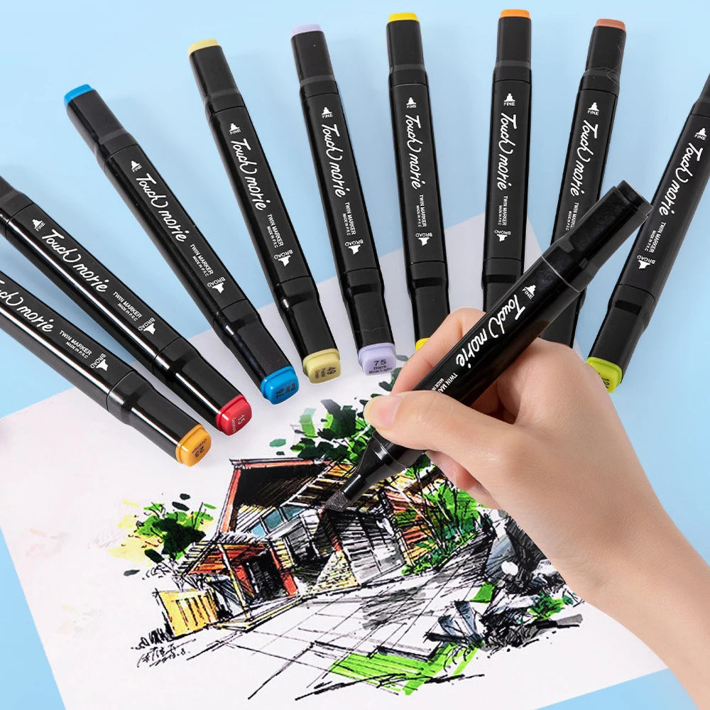 12-168 Colors Markers Set Double Headed Marker Pen Student Animation for Bookmark Manga Drawing Painting School Art Supplies