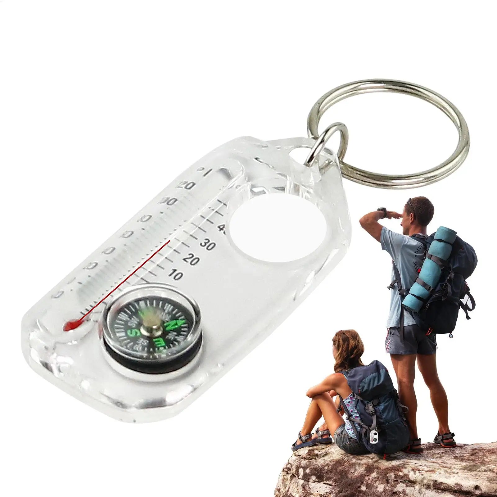 Multifunction Mini Keychain Camping Compass Thermometer Outdoor Climbing Temperature Tester Survival Guiding Compass Tool